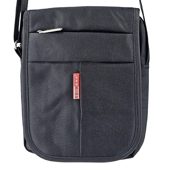 ZhieRNA Black Nylon Canvas Adjustable Strap Travel Messenger Crossbody - Picture 1 of 11